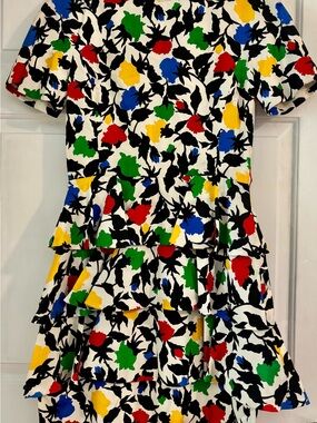 Vintage 90s Silk Tiered Flounced Party Dress size 12 by Scaasi